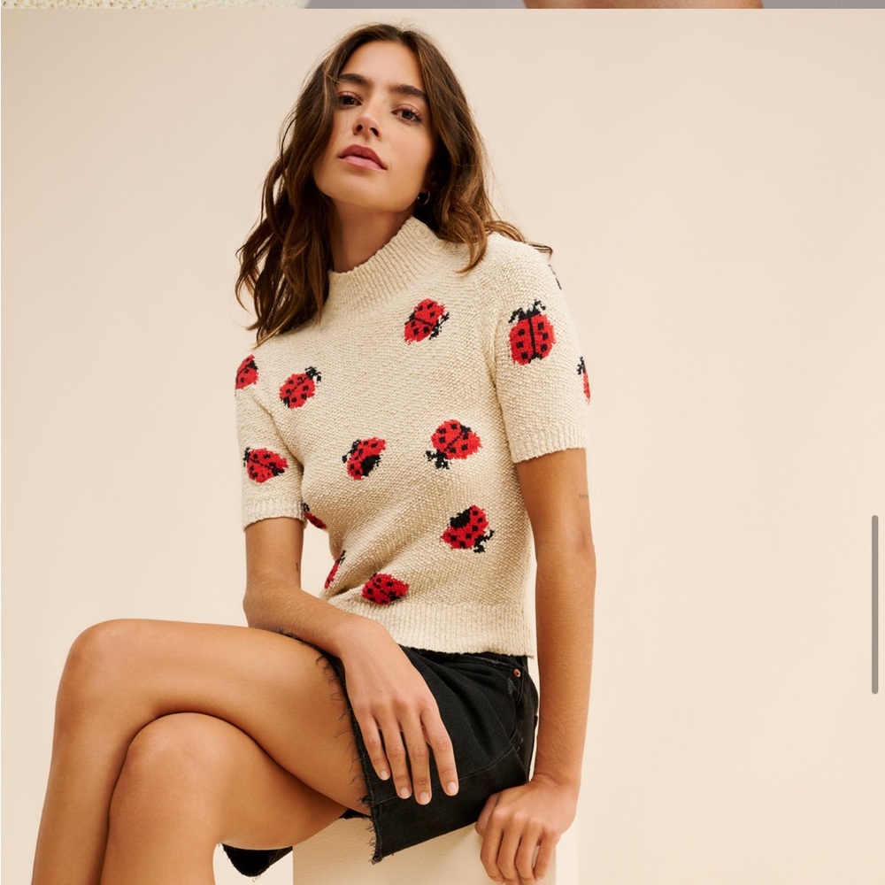 204 Maeve by Anthropologie Ladybug Sweater